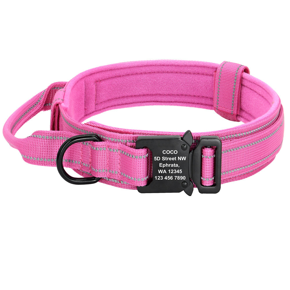 Reflective nylon dog collar reflective detail