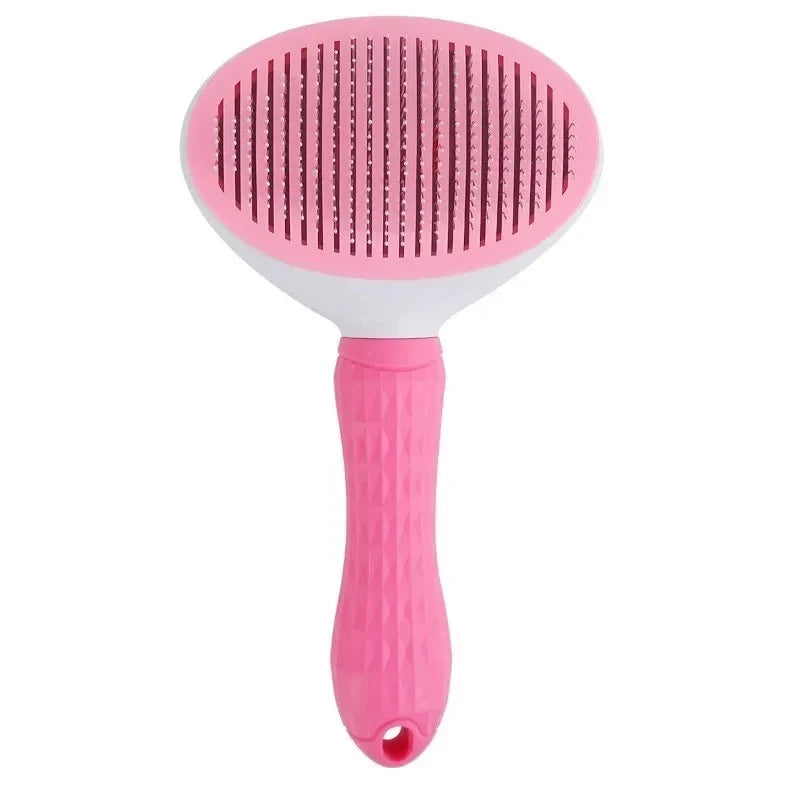 Self-cleaning dog grooming brush detail