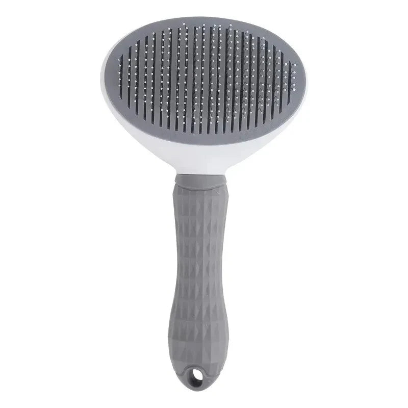Self-cleaning dog grooming brush side view