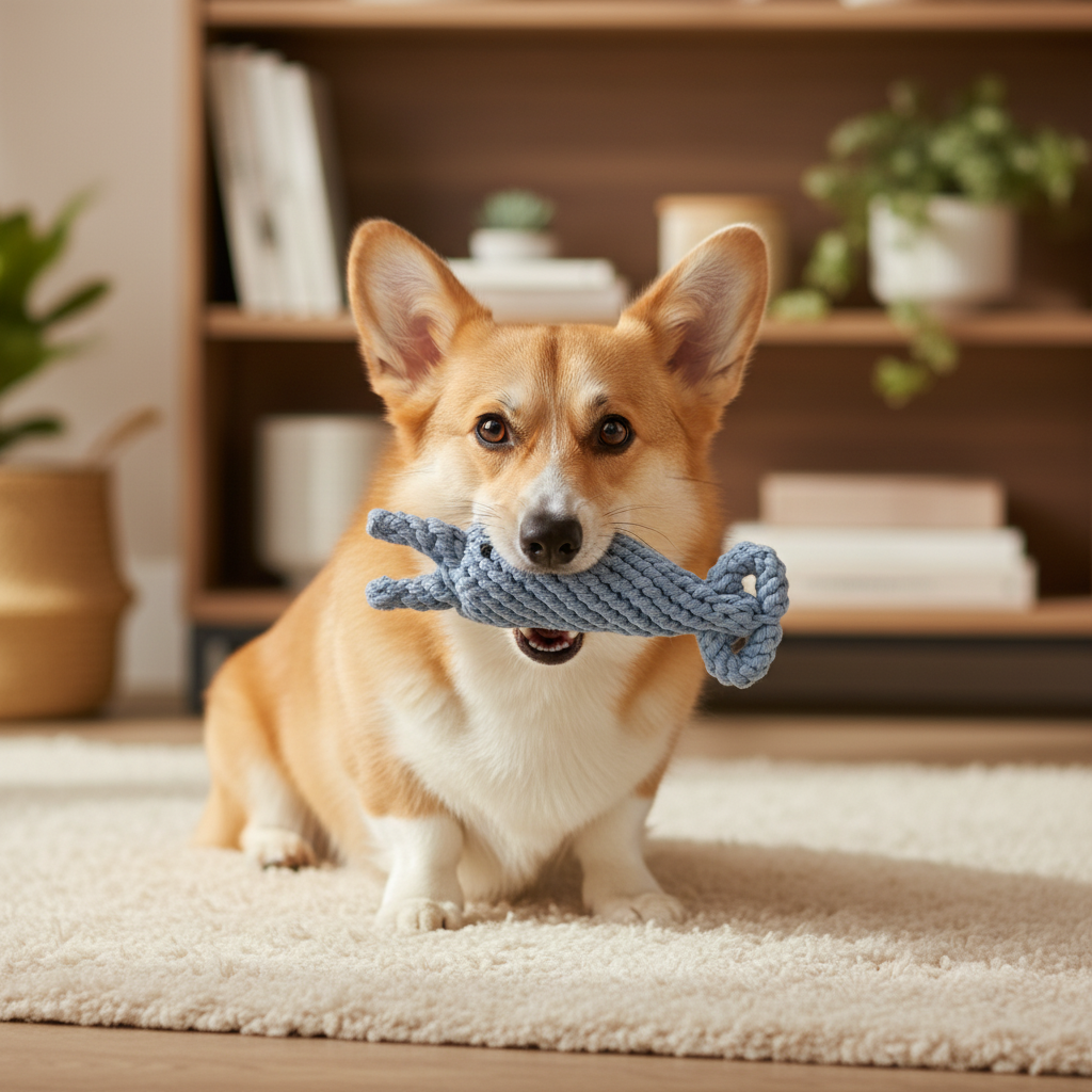 Dolphin rope dog toy for interactive play