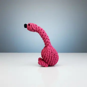 Flamingo rope dog toy detail
