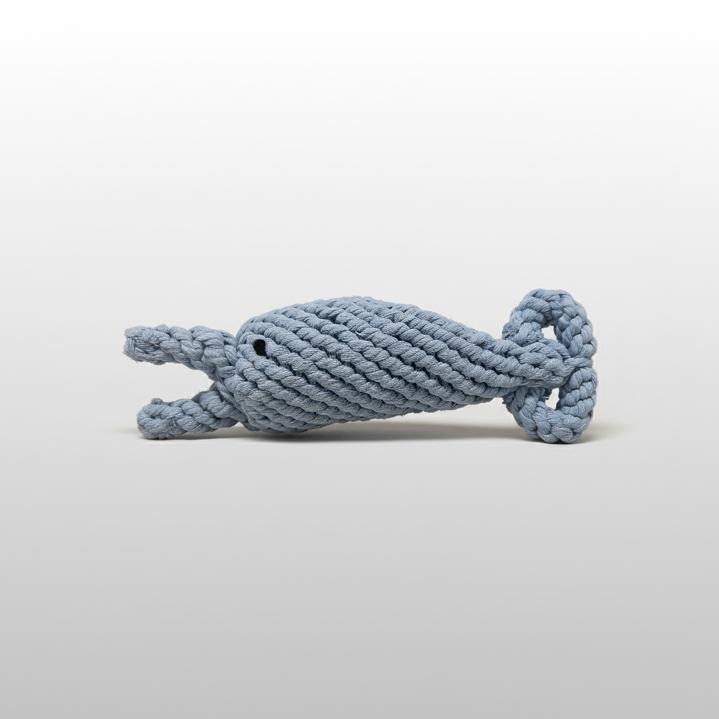 Dolphin rope dog toy detail